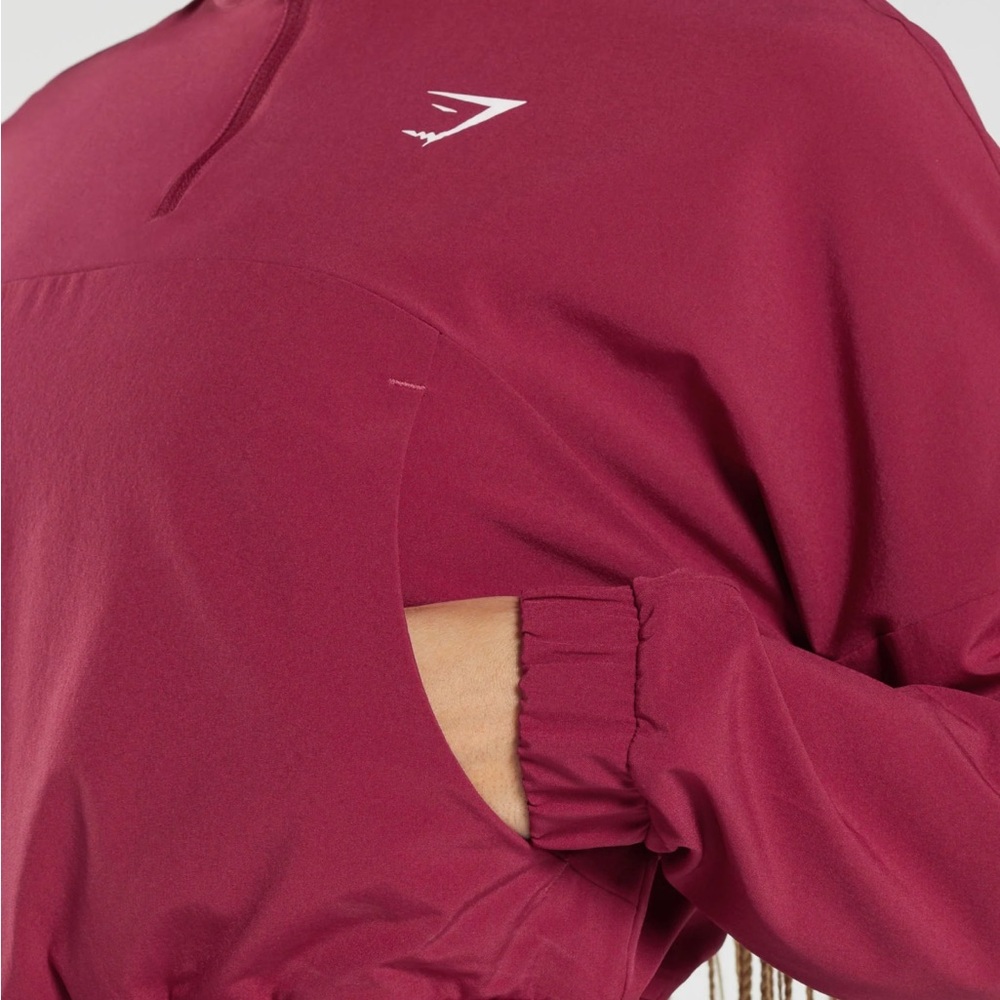 Gymshark Sport Windbreaker Red Crop Relaxed Hoodie - Picture 2 of 7